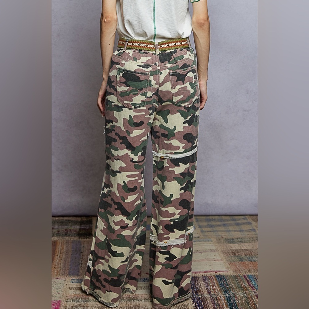 POL “ Studio Stitch ” Wide Leg Patch Pants | Olive Multi - Picture 7 of 8